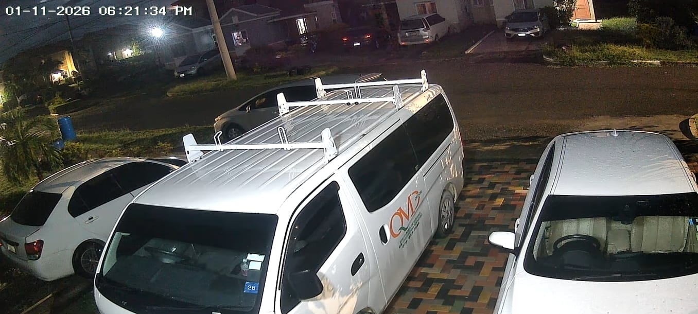 Security camera view of driveway