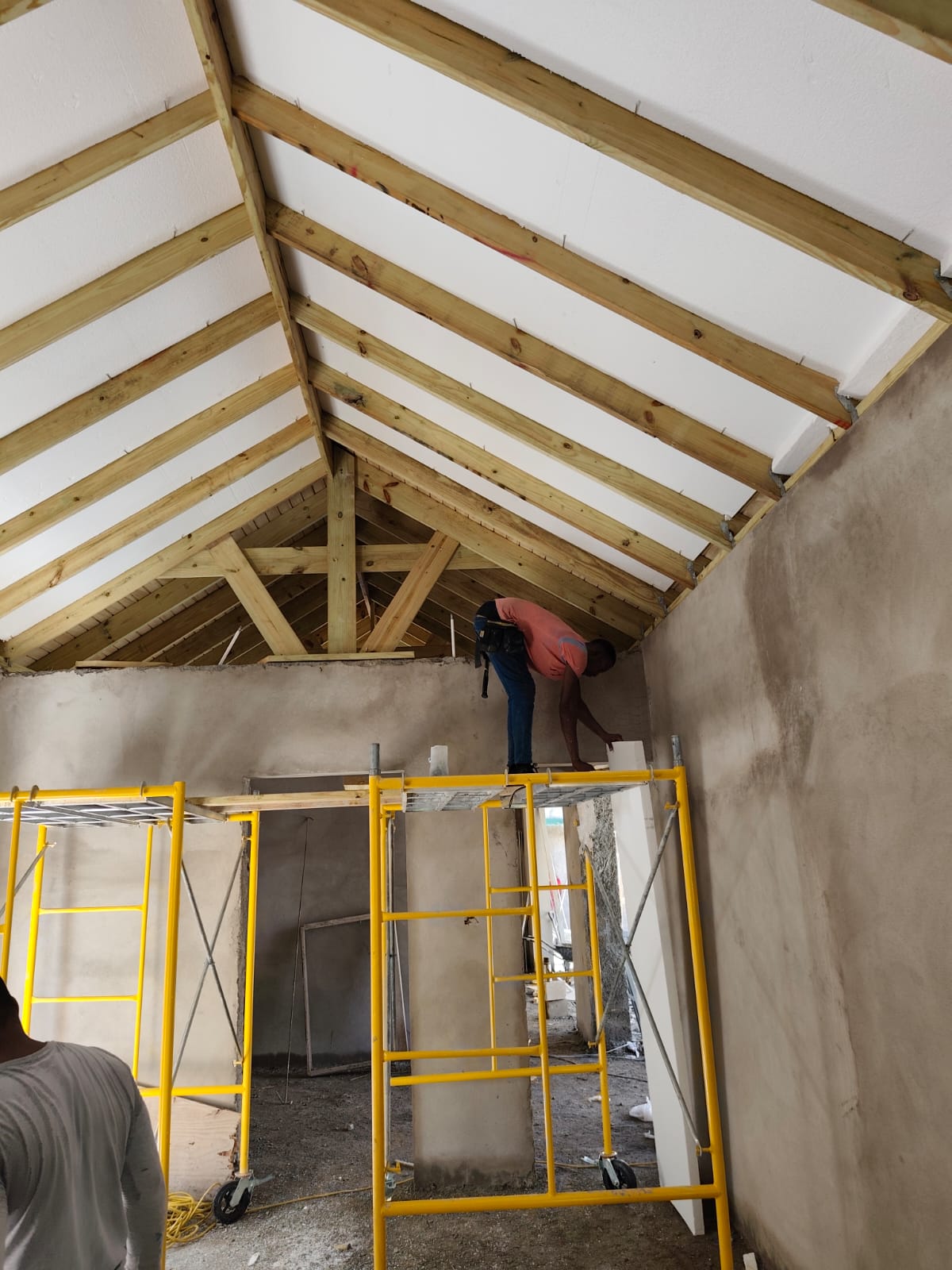 Interior trusses with scaffold