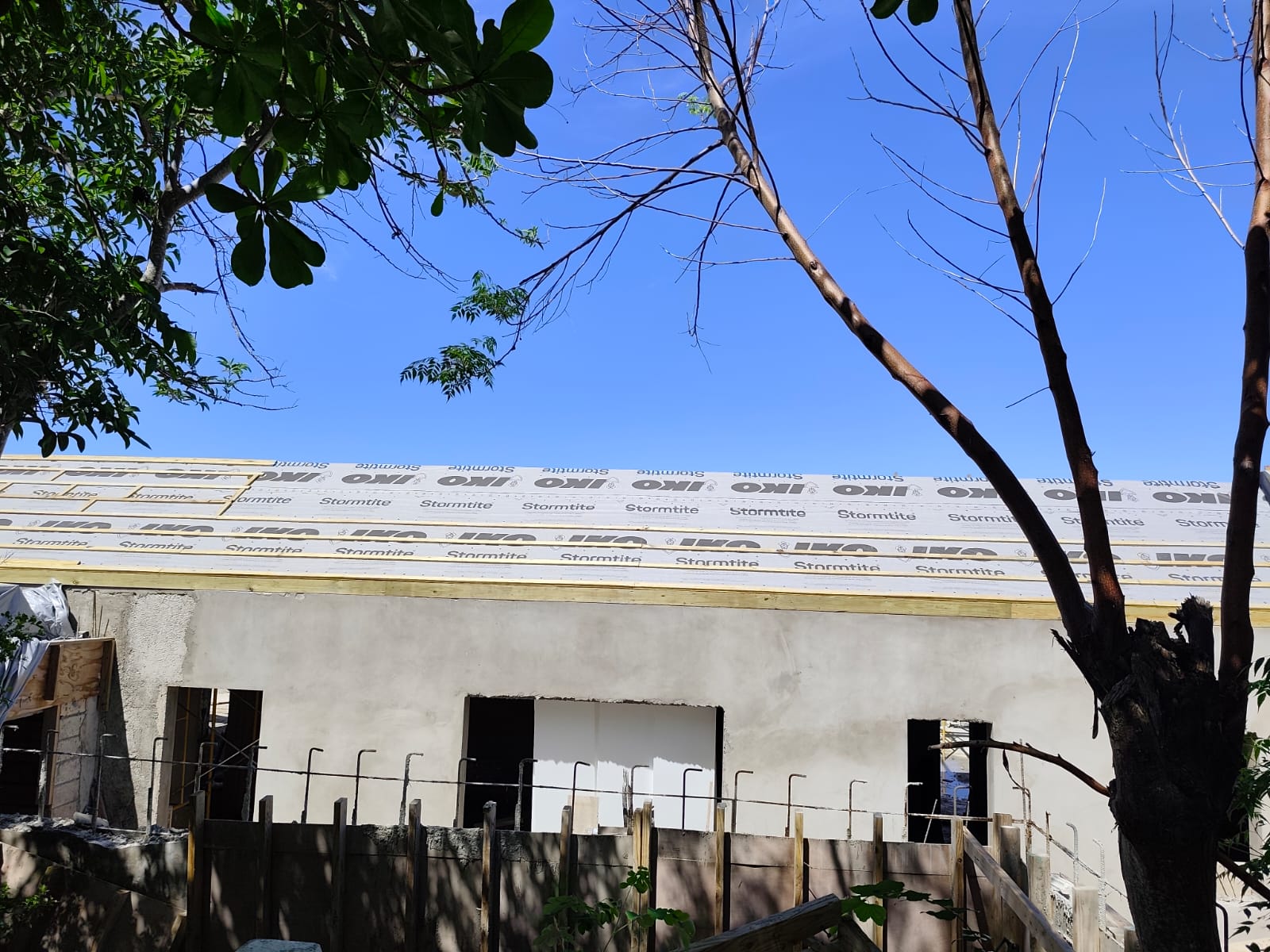 Roof sheathing in progress